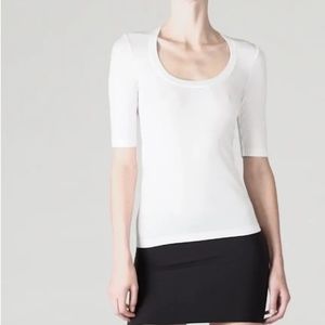 Wolford White Como Scoop-Neck Half-Sleeve Shirt